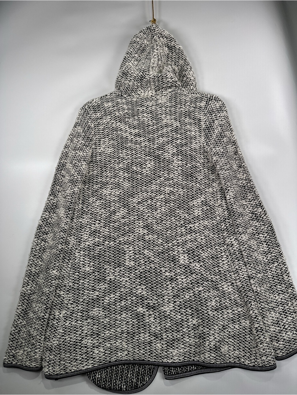 Kollontai Hooded Cardigan Knit Open Front Marled Black White XS - Picture 4 of 11